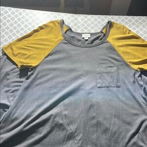 Colorblock Raglan Men's Shirt - Gray and Yellow